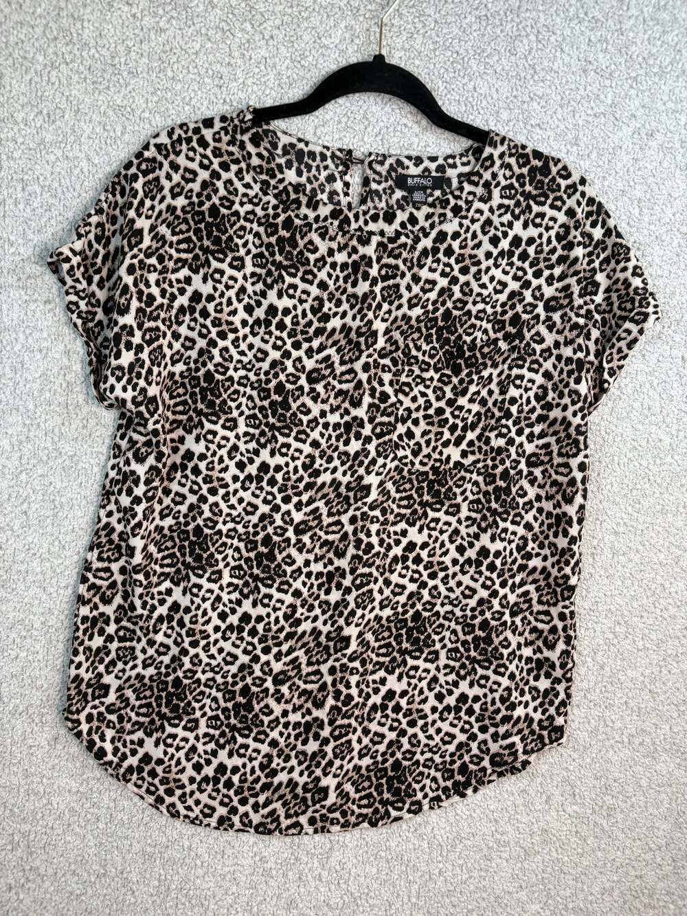 Leopard Print Blouse S Mob Wife Animal Print Short Sleeve Pocket Top
